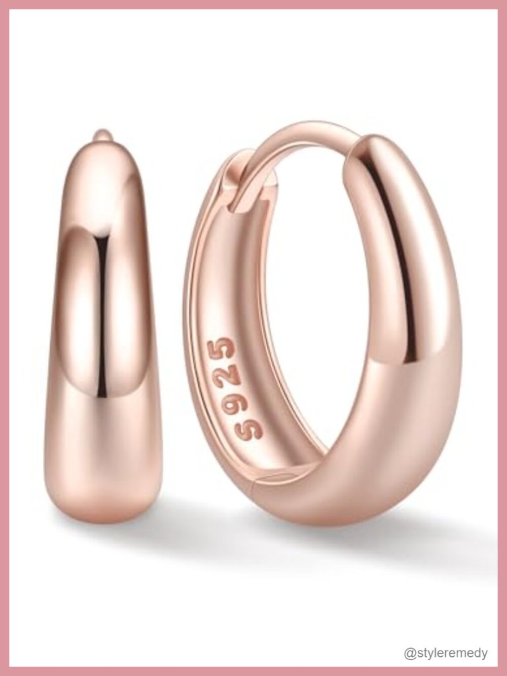 14K Rose Gold Plated Chunky Hoop Earrings